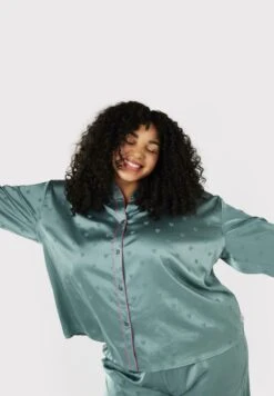 CURVE HEART BUTTON UP LONG - Piżama - Teal -sklep Next ba1c8bbc04624876935ded77a8f77a4b