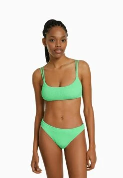 BERSHKA TEXTURED SET - Bikini - Turquoise