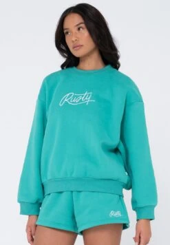 Rusty SCRIPT OVERSIZE CREW NECK - Bluza - Emerald -sklep Next beb52af50ef441399a2186e4096c97a0
