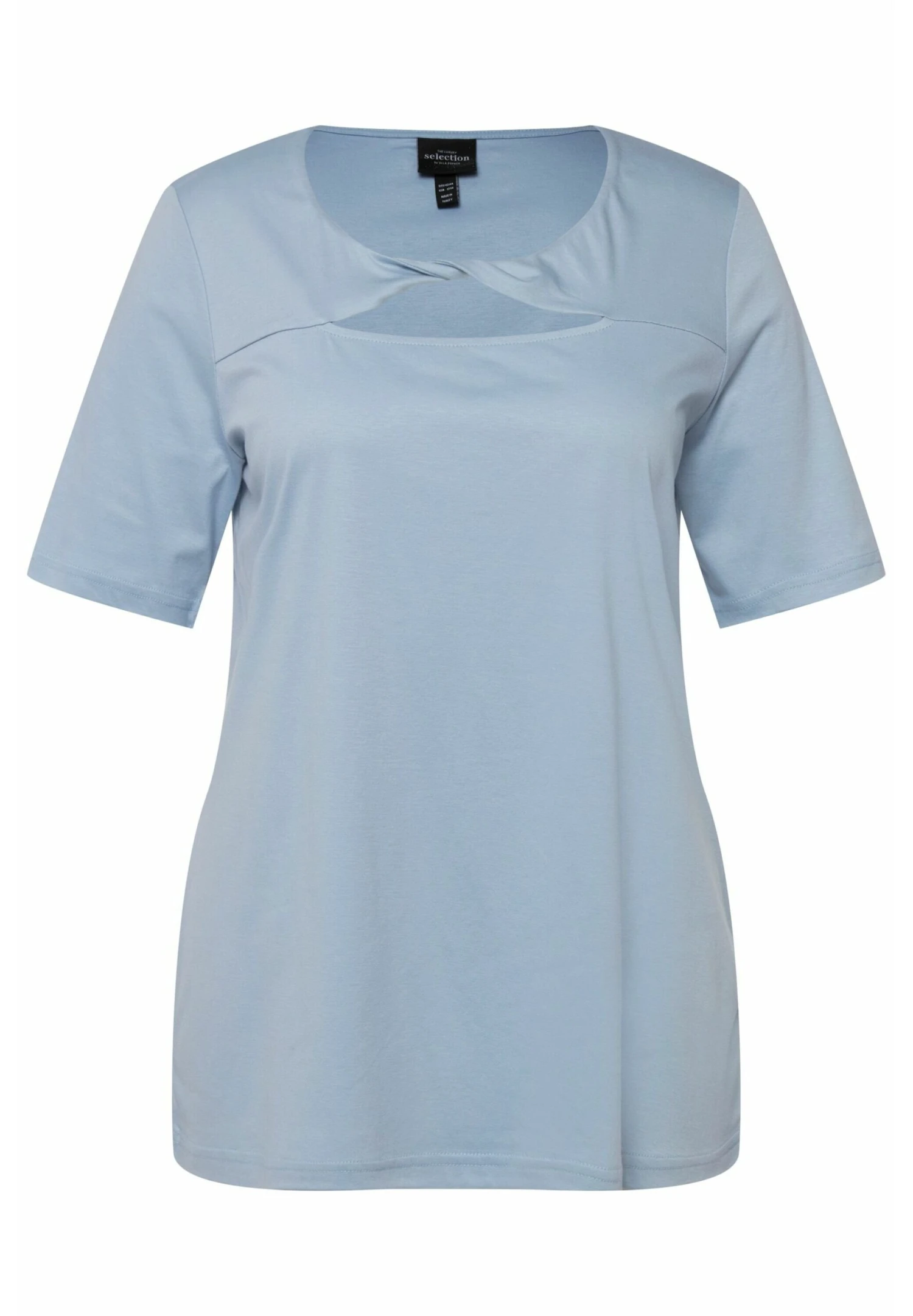 Ulla Popken TWIST NECKLINE SHORT SLEEVE - T-shirt Z Nadrukiem - Light Blue 5 Ulla Popken TWIST NECKLINE SHORT SLEEVE - T-shirt Z Nadrukiem - Light Blue - obrazek 5