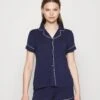 Anna Field BUTTON THROUGH PJ SET - Piżama - Blue/white