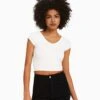 BERSHKA HIGH WAIST STRETCH - Szorty Jeansowe - Black
