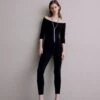 Norma Kamali OFF SHOULDER CATSUIT - Kombinezon - Black