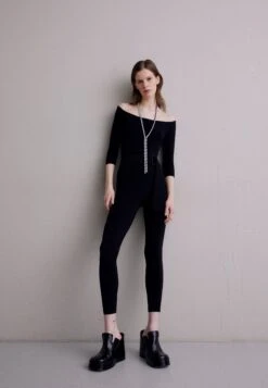 Norma Kamali OFF SHOULDER CATSUIT - Kombinezon - Black