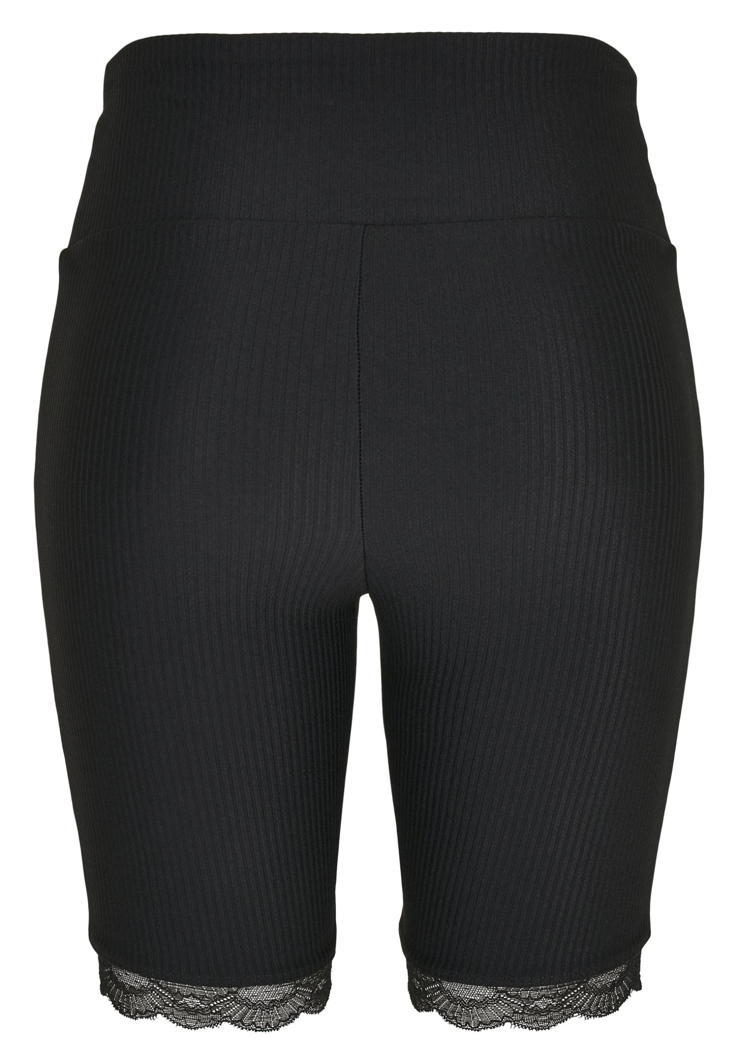 URBAN CLASSICS LADIES HIGH WAIST RIB LACE HEM CYCLE SHORTS - Szorty - Schwarz 2 URBAN CLASSICS LADIES HIGH WAIST RIB LACE HEM CYCLE SHORTS - Szorty - Schwarz - obrazek 2