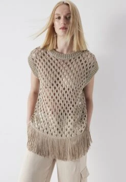 Ipekyol REGULAR FIT SHINY TEXTURED - T-shirt Basic - Natural