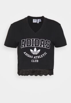 Adidas Originals CROPPED VNECK - T-shirt Z Nadrukiem - Black -sklep Next cde01678e162447382ef7712a0cc94f4