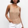 PULL & BEAR SLEEVELESS CUTWORK - Top - Ochre