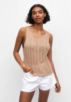 PULL & BEAR SLEEVELESS CUTWORK - Top - Ochre