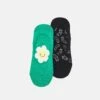 Happy Socks SMILEY SOCKS LINER UNISEX 2 PACK - Skarpety - Green/black