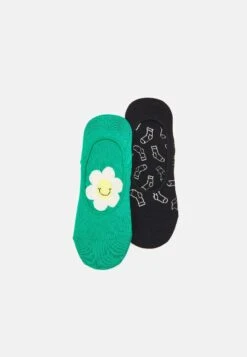 Happy Socks SMILEY SOCKS LINER UNISEX 2 PACK - Skarpety - Green/black