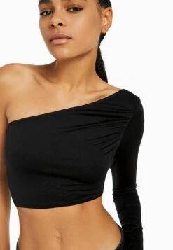 BERSHKA ASYMMETRIC - Bluzka Z Długim Rękawem - Black -sklep Next d9bbb58ed93248dcbec315181e7acde9