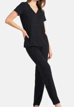 Schiesser KURZARM SET - Piżama - Schwarz