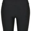URBAN CLASSICS LADIES HIGH WAIST RIB LACE HEM CYCLE SHORTS - Szorty - Schwarz