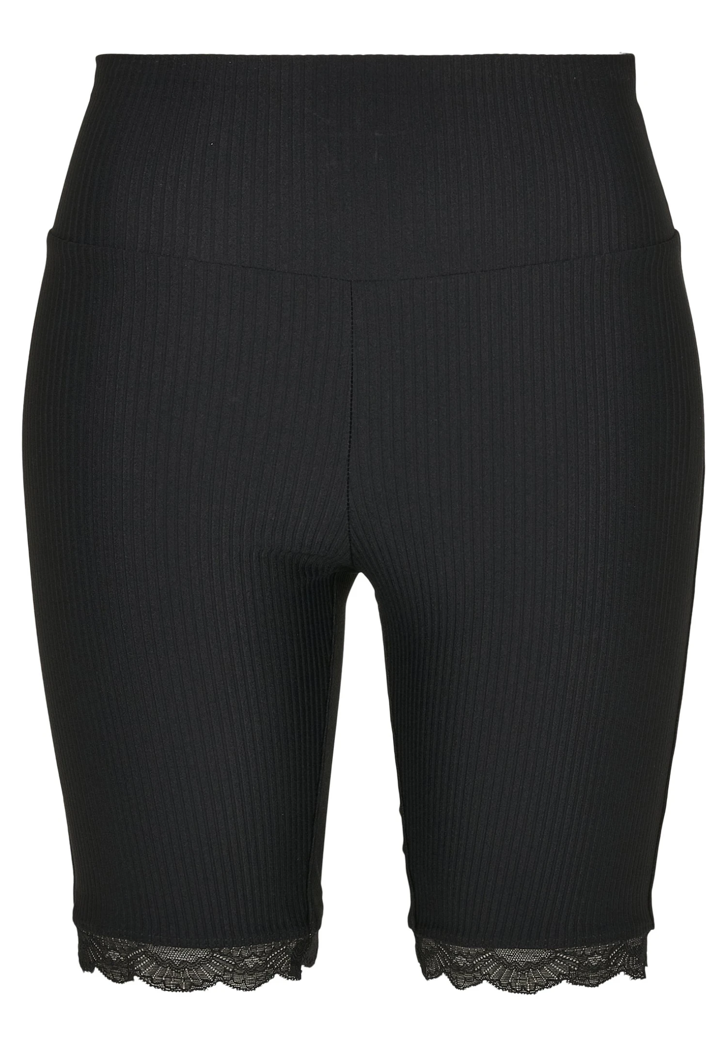 URBAN CLASSICS LADIES HIGH WAIST RIB LACE HEM CYCLE SHORTS - Szorty - Schwarz 1 URBAN CLASSICS LADIES HIGH WAIST RIB LACE HEM CYCLE SHORTS - Szorty - Schwarz