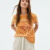 SHORT SLEEVE BIRD PRINT - T-shirt Z Nadrukiem - Orange
