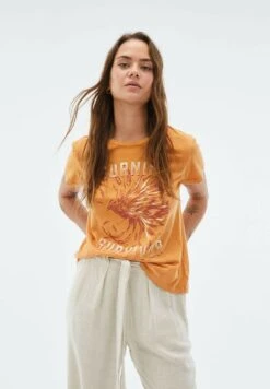 SHORT SLEEVE BIRD PRINT - T-shirt Z Nadrukiem - Orange