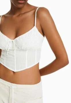 BERSHKA SWISS EMBROIDERY - CORSET - Top - White 9 BERSHKA SWISS EMBROIDERY - CORSET - Top - White -sklep Next e7e25f0a3f7e4360913b905a2009ee6e