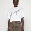 Hugo CROPPED TEE - T-shirt Z Nadrukiem - White