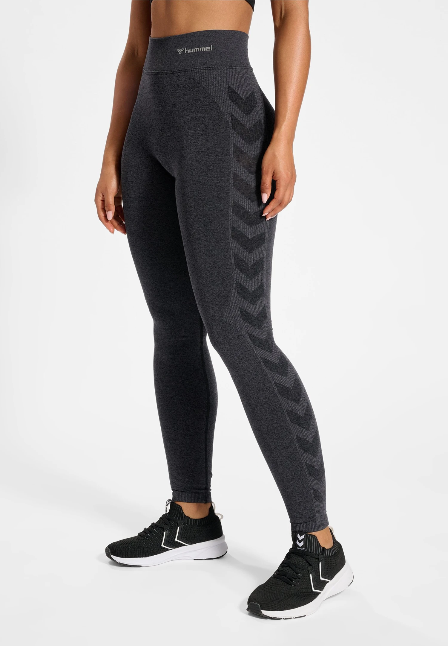 Hummel HMLCI SEAMLESS MW SCRUNCH - Rajstopy - Black Melange 1 Hummel HMLCI SEAMLESS MW SCRUNCH - Rajstopy - Black Melange