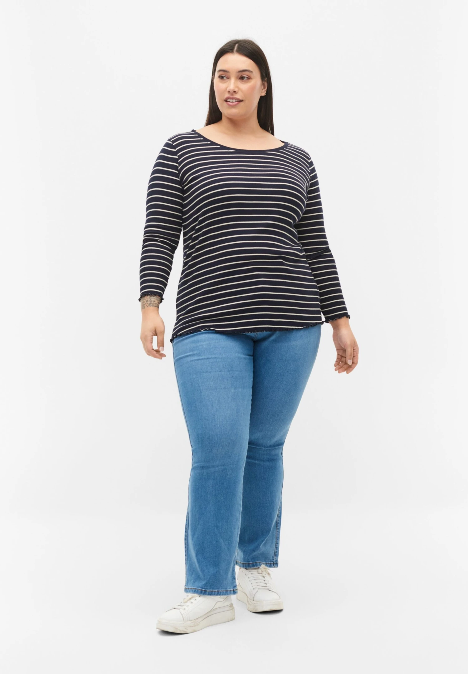 Zizzi STRIPED WITH ROUND NECK - Bluzka Z Długim Rękawem - Night Sky 2 Zizzi STRIPED WITH ROUND NECK - Bluzka Z Długim Rękawem - Night Sky - obrazek 2