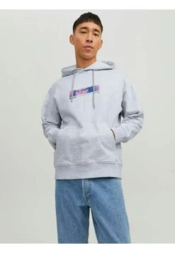 Jack & Jones JORMASTERPIECE HOOD UNISEX - Bluza Z Kapturem - White Melange