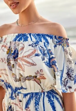 Next OFF SHOULDER STANDARD - Kombinezon - Ecru Palm Print -sklep Next f96944a8a1794a4ab6f20f09eda764f4