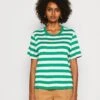 Marc O'Polo DENIM SHORTSLEEVE ROUNDNECK WIDE SLEEVES STRIPED - T-shirt Z Nadrukiem - Multi/amazon Green