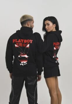 PLAYBOY RETRO HOODIE UNISEX - Bluza Z Kapturem - Black Smoke/red -sklep Next fcfbbd47e1b14655ba225e0efb19157a