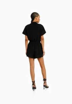 BERSHKA RUSTIC UTILITY - PLAYSUIT - Kombinezon - Black -sklep Next ff5becaf2a204813b0f02edbf7c11c3e